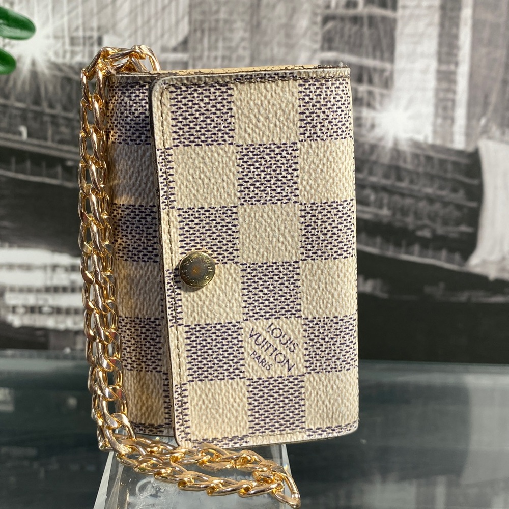 Authentic Louis Vuitton Damier Azur Key Card Holder